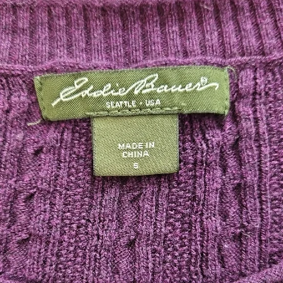 Eddie Bauer Purple Cable Knit Cardian - Picture 3 of 4
